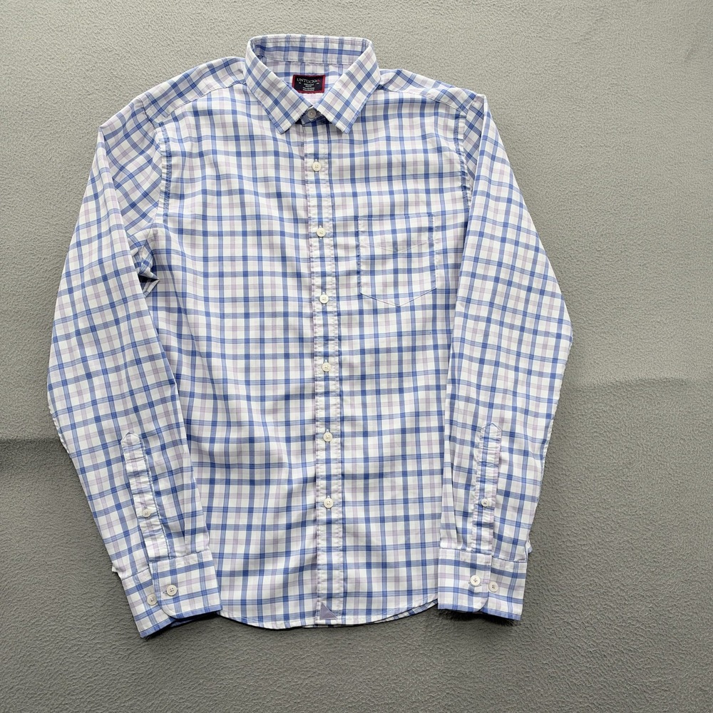 UNTUCKit Shirt Mens Medium Blue Check Long Sleeve Button Up Slim Fit Casual
